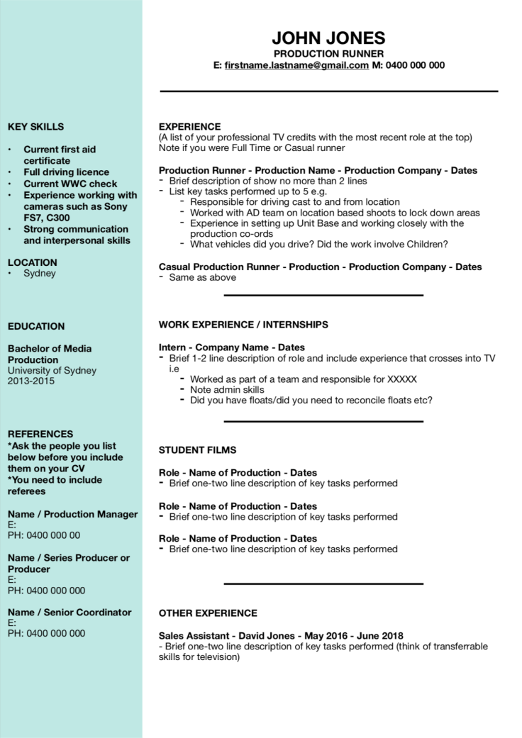 Example Runner CV - Image