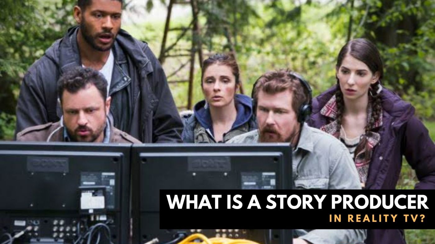 Unreal cast TV crew looking at monitors in outdoor control room