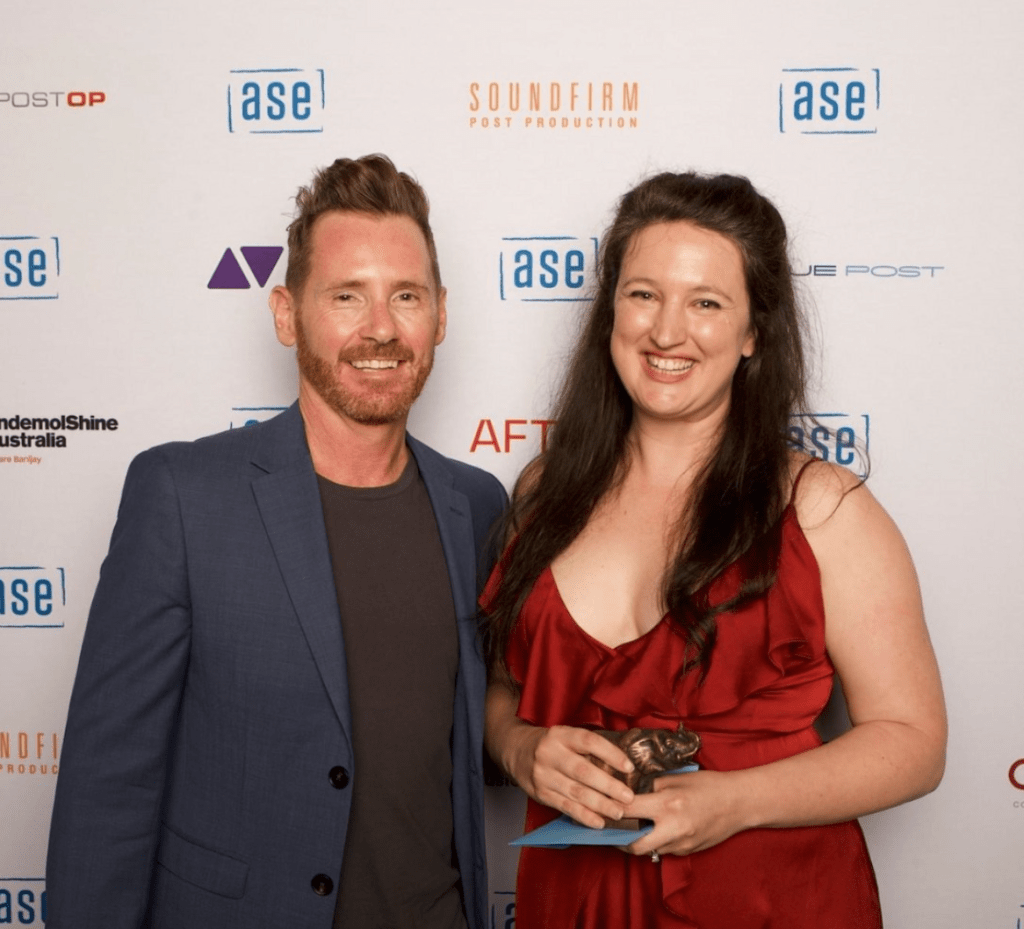 Karen Crespo winning Australian Screen Editors Award